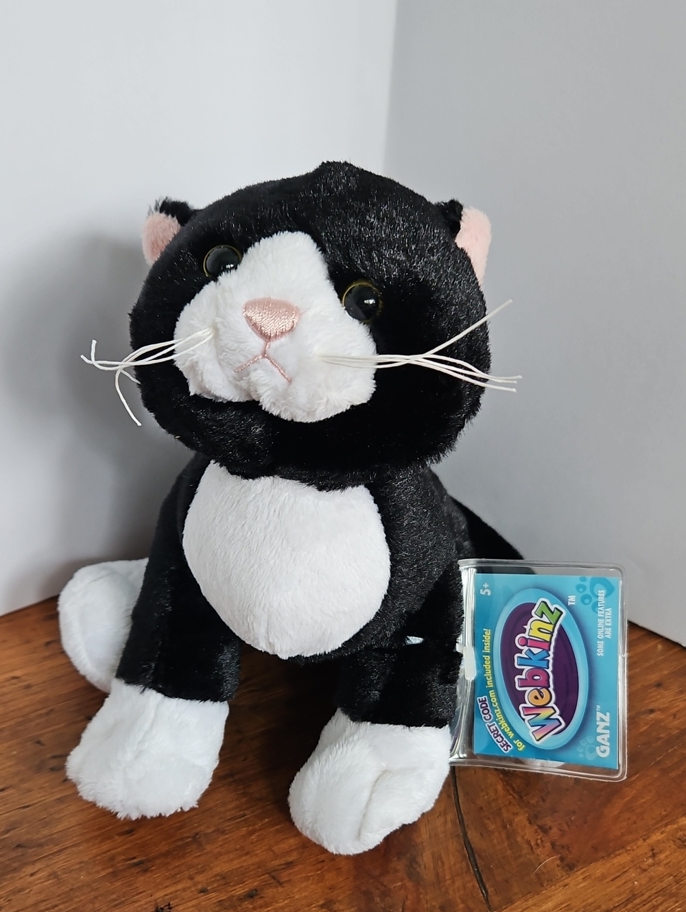 Webkinz Tuxedo Cat With Code, Black And White Plush Cat Unused Code